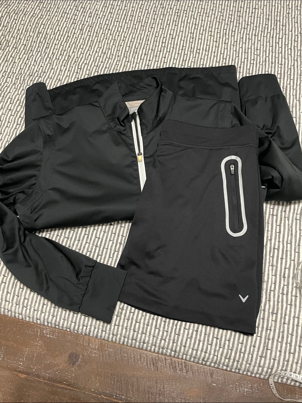 Callaway Black Bomber Jacket with White Trim Accents and matching skirt.